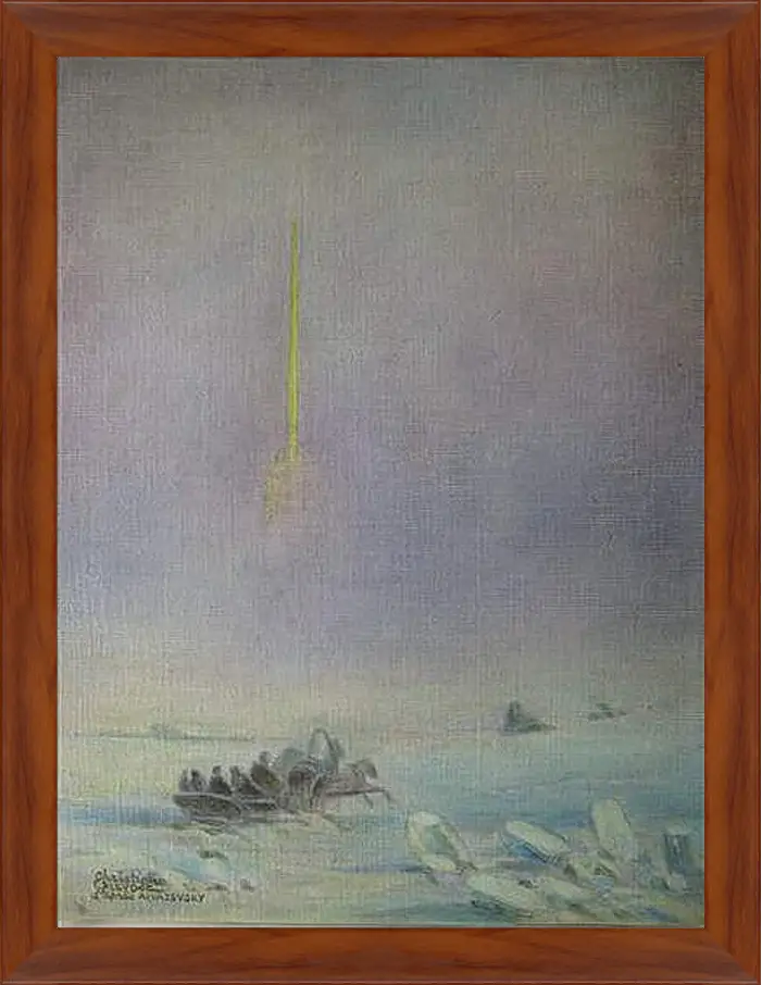 Картина в раме - St-Petersbourg, sur la glace de la Neva. Иван Айвазовский