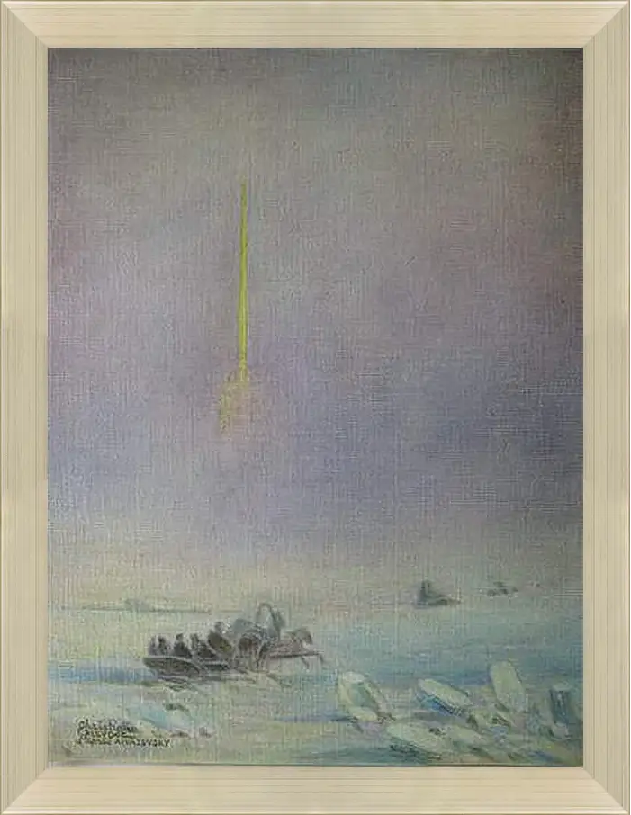 Картина в раме - St-Petersbourg, sur la glace de la Neva. Иван Айвазовский