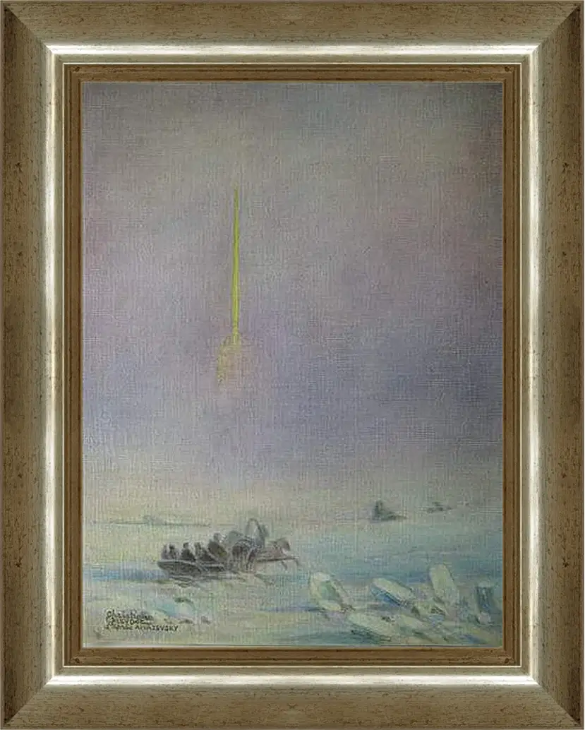 Картина в раме - St-Petersbourg, sur la glace de la Neva. Иван Айвазовский