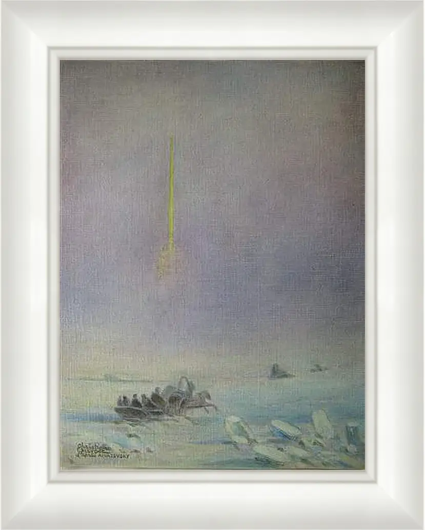 Картина в раме - St-Petersbourg, sur la glace de la Neva. Иван Айвазовский