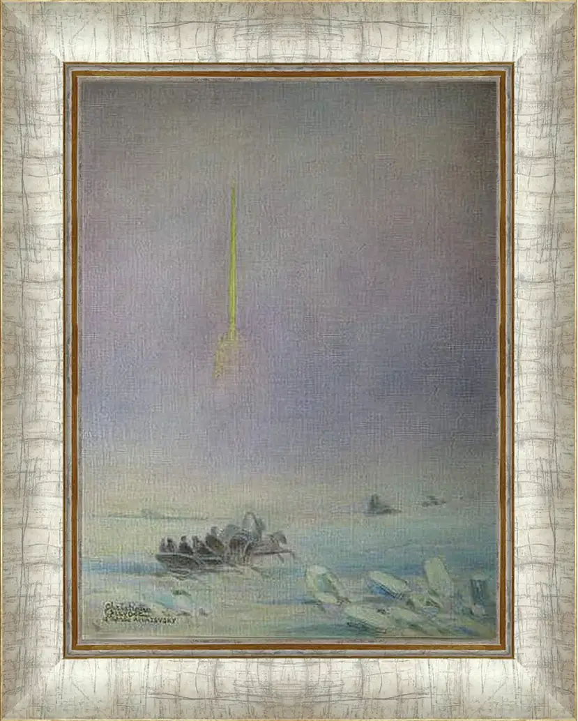 Картина в раме - St-Petersbourg, sur la glace de la Neva. Иван Айвазовский