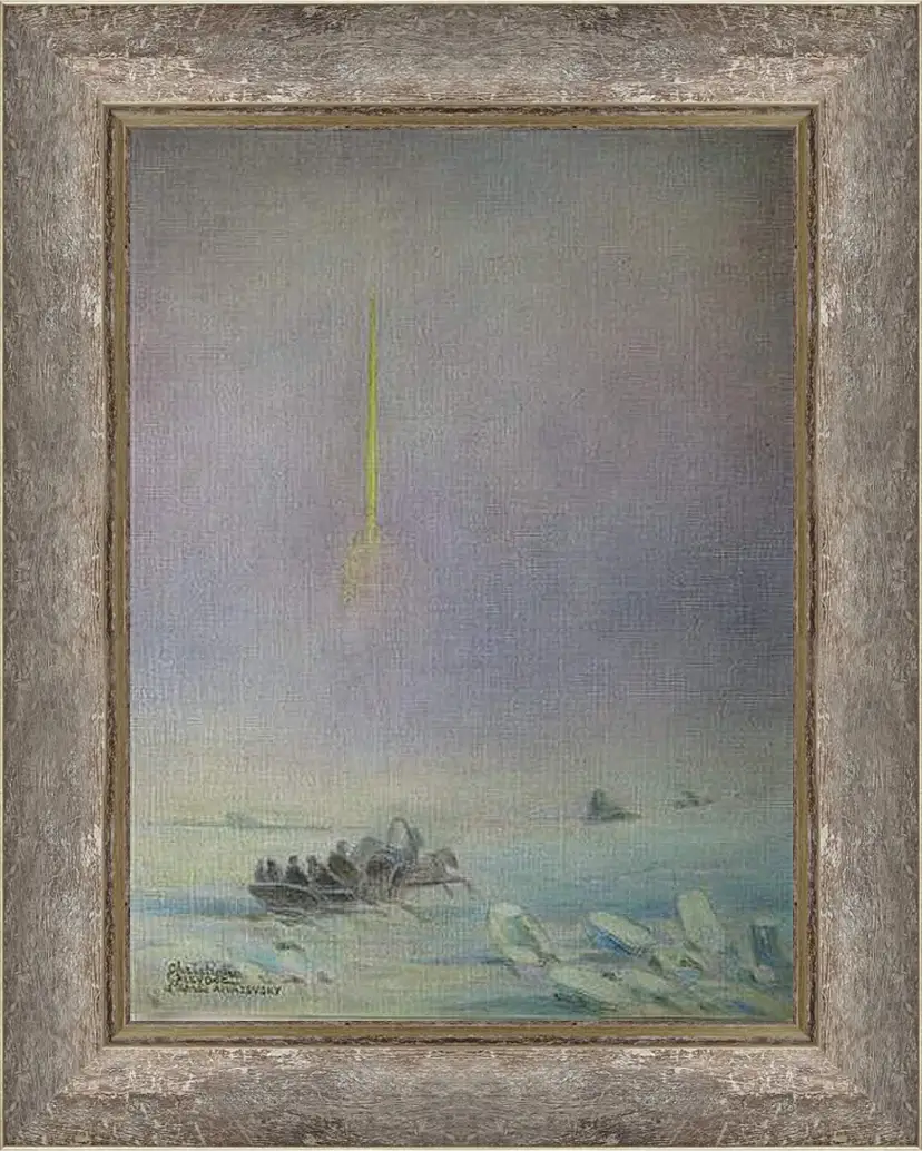Картина в раме - St-Petersbourg, sur la glace de la Neva. Иван Айвазовский
