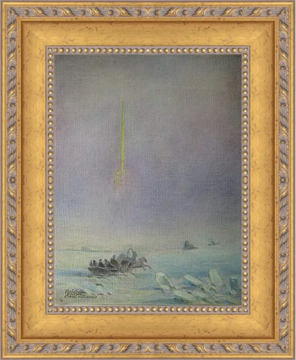 Картина в раме - St-Petersbourg, sur la glace de la Neva. Иван Айвазовский