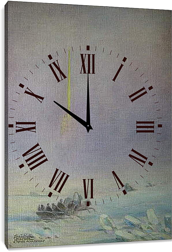 Часы картина - St-Petersbourg, sur la glace de la Neva. Иван Айвазовский
