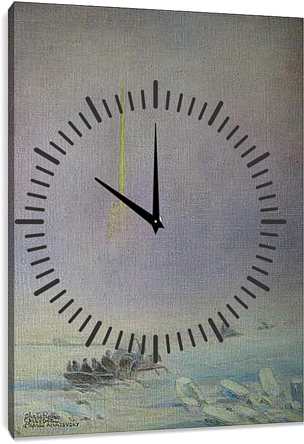 Часы картина - St-Petersbourg, sur la glace de la Neva. Иван Айвазовский
