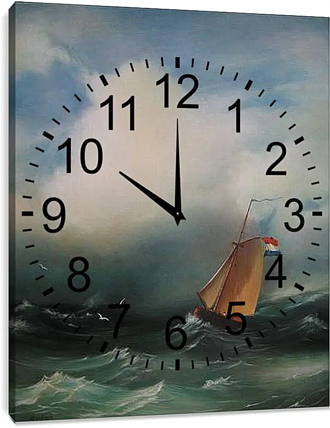 Часы картина - Tempete sur la mer. Иван Айвазовский