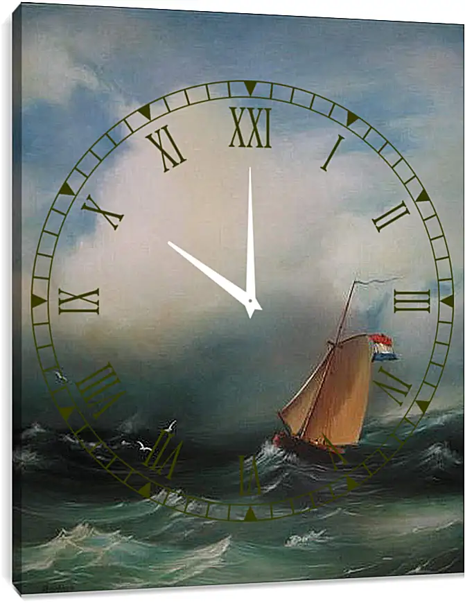 Часы картина - Tempete sur la mer. Иван Айвазовский