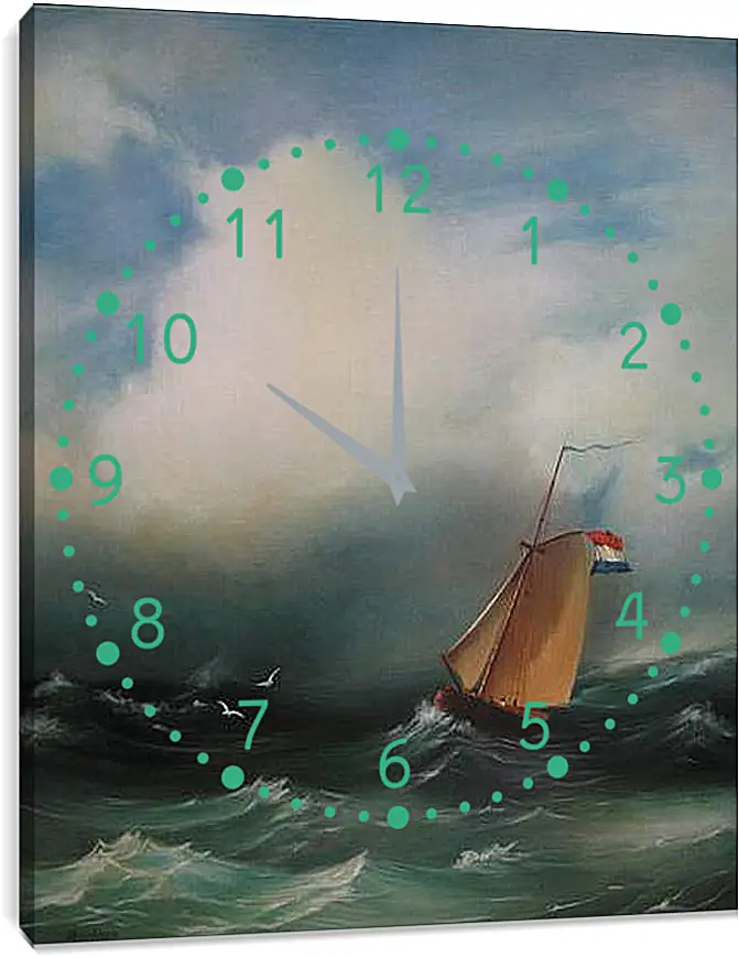 Часы картина - Tempete sur la mer. Иван Айвазовский