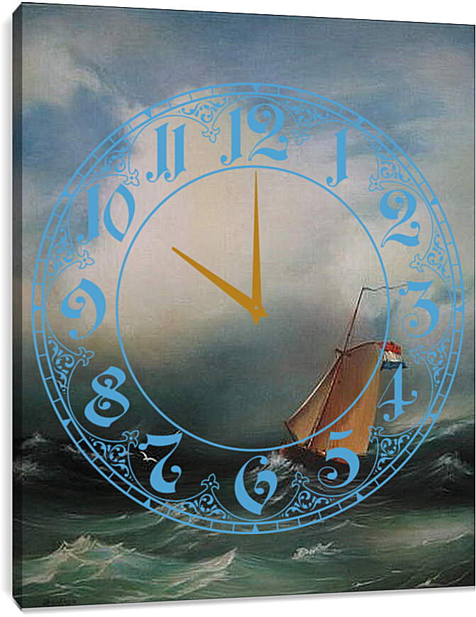 Часы картина - Tempete sur la mer. Иван Айвазовский
