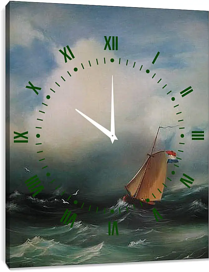 Часы картина - Tempete sur la mer. Иван Айвазовский