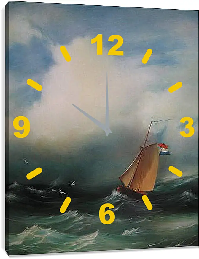 Часы картина - Tempete sur la mer. Иван Айвазовский