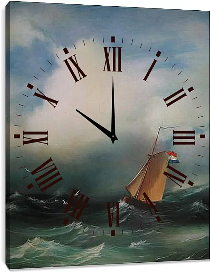 Часы картина - Tempete sur la mer. Иван Айвазовский