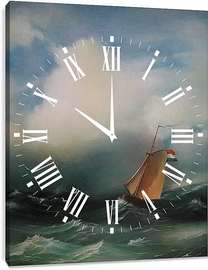 Часы картина - Tempete sur la mer. Иван Айвазовский