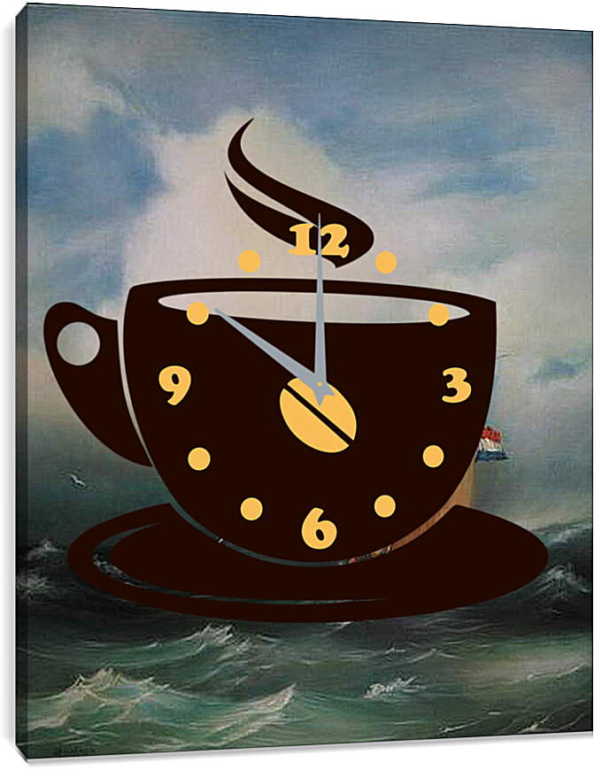 Часы картина - Tempete sur la mer. Иван Айвазовский
