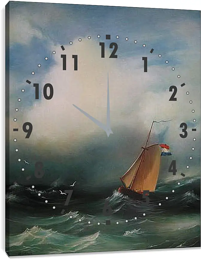Часы картина - Tempete sur la mer. Иван Айвазовский