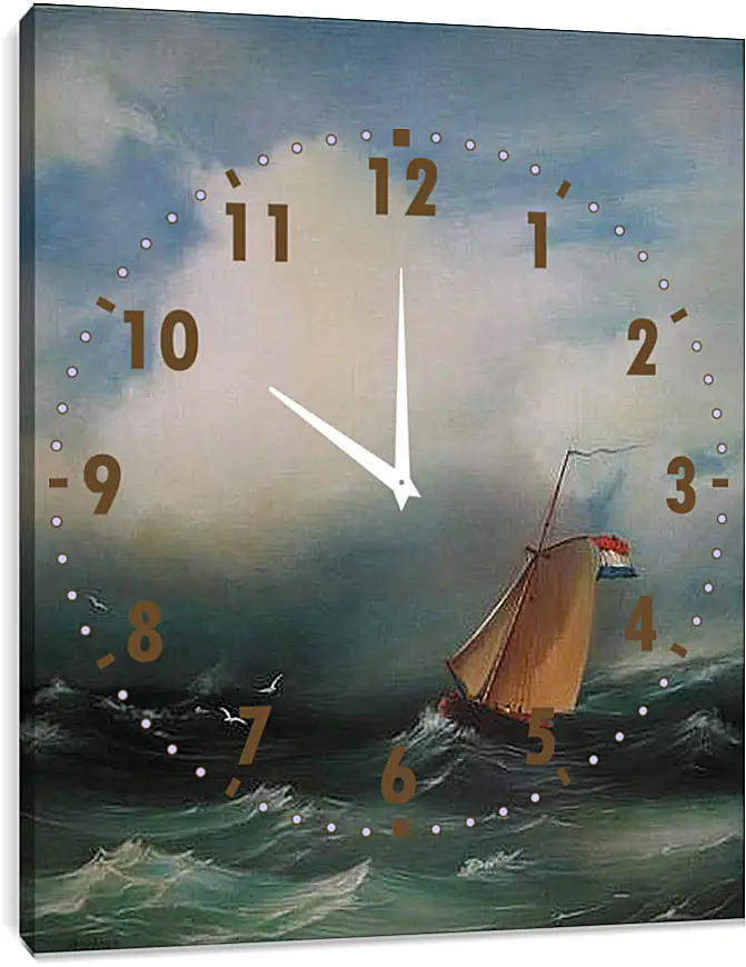 Часы картина - Tempete sur la mer. Иван Айвазовский