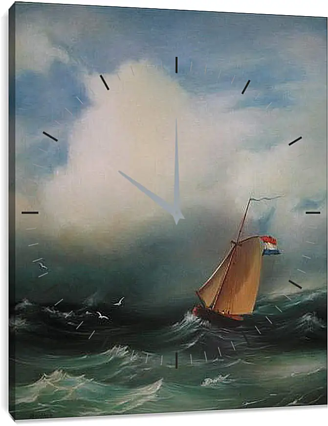 Часы картина - Tempete sur la mer. Иван Айвазовский