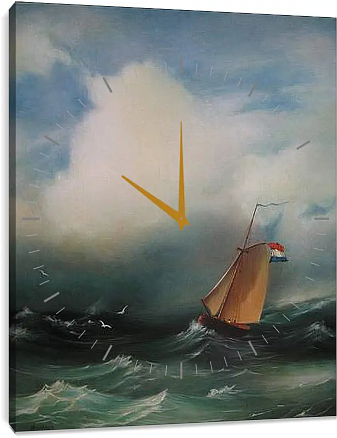 Часы картина - Tempete sur la mer. Иван Айвазовский
