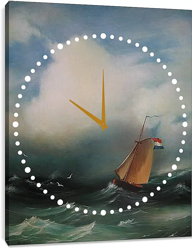 Часы картина - Tempete sur la mer. Иван Айвазовский