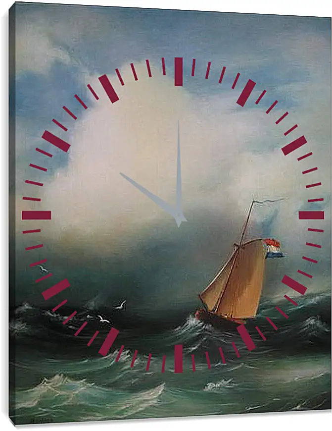 Часы картина - Tempete sur la mer. Иван Айвазовский