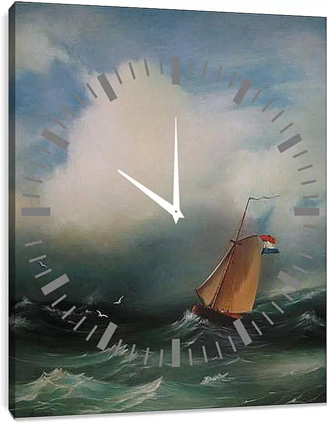 Часы картина - Tempete sur la mer. Иван Айвазовский