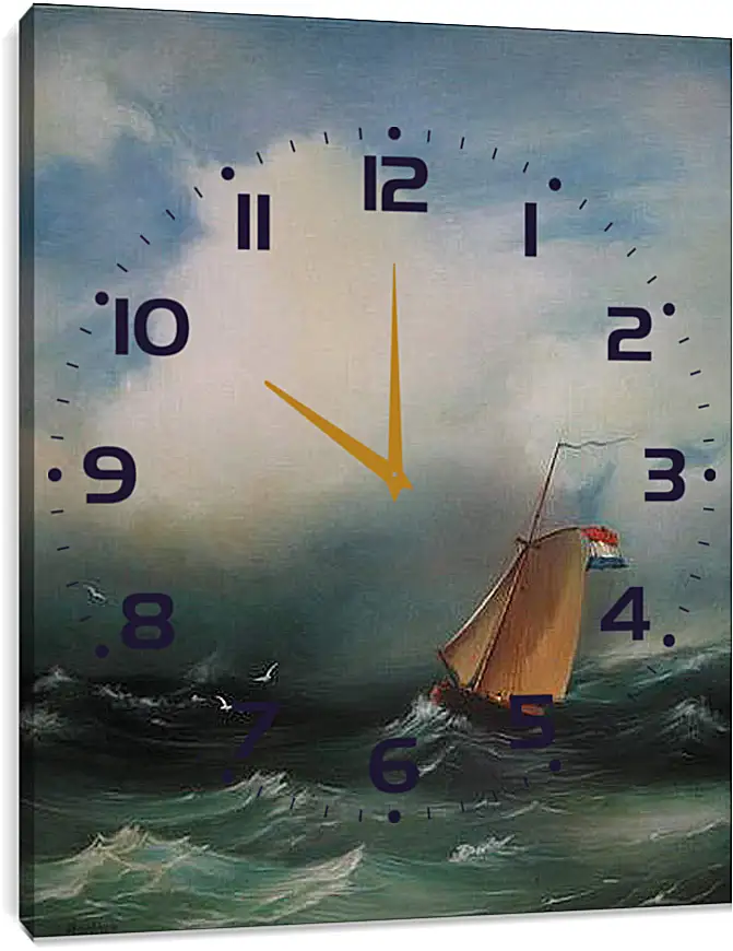 Часы картина - Tempete sur la mer. Иван Айвазовский