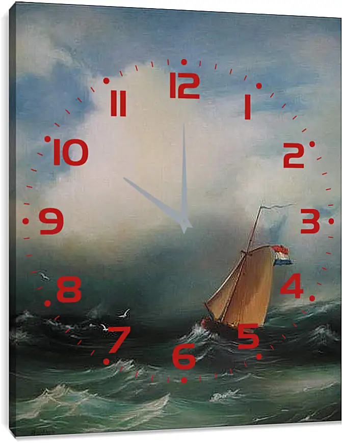 Часы картина - Tempete sur la mer. Иван Айвазовский