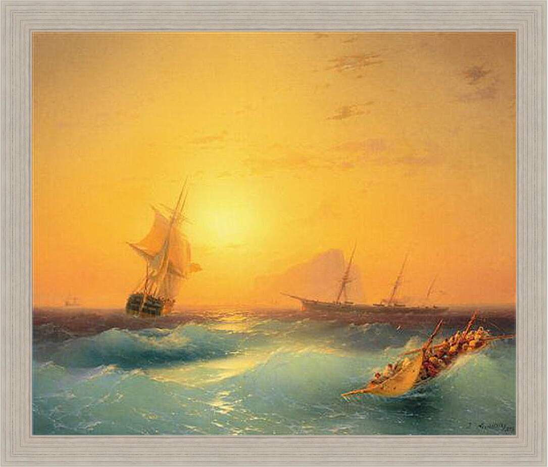 Картина в раме - American Shipping off the Rock of Gibraltar. Иван Айвазовский