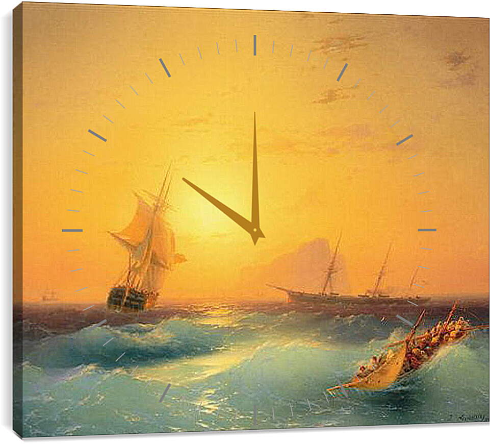 Часы картина - American Shipping off the Rock of Gibraltar. Иван Айвазовский