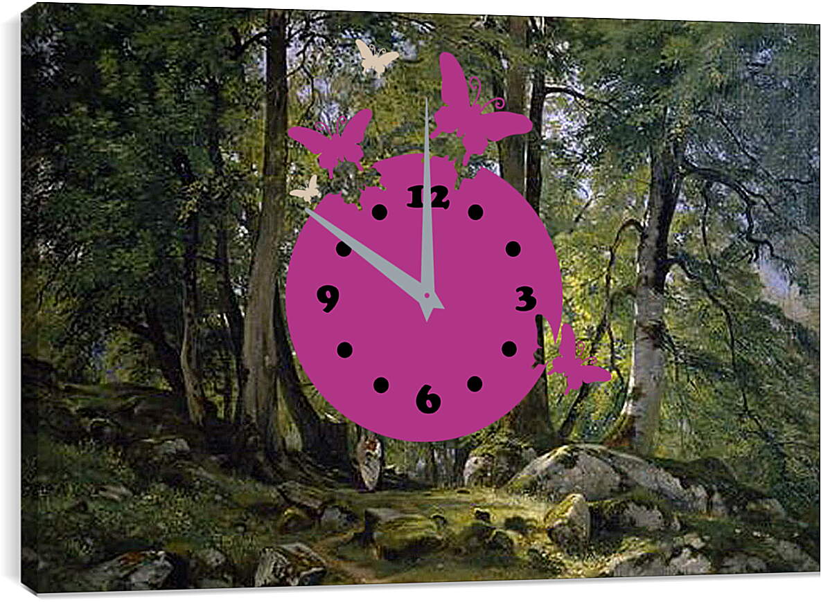 Часы картина - Буковый лес в Швейцарии. Иван Шишкин

