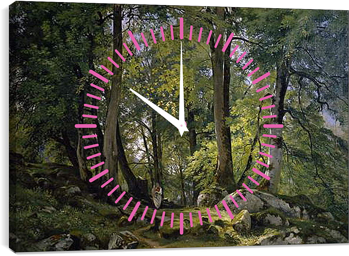 Часы картина - Буковый лес в Швейцарии. Иван Шишкин
