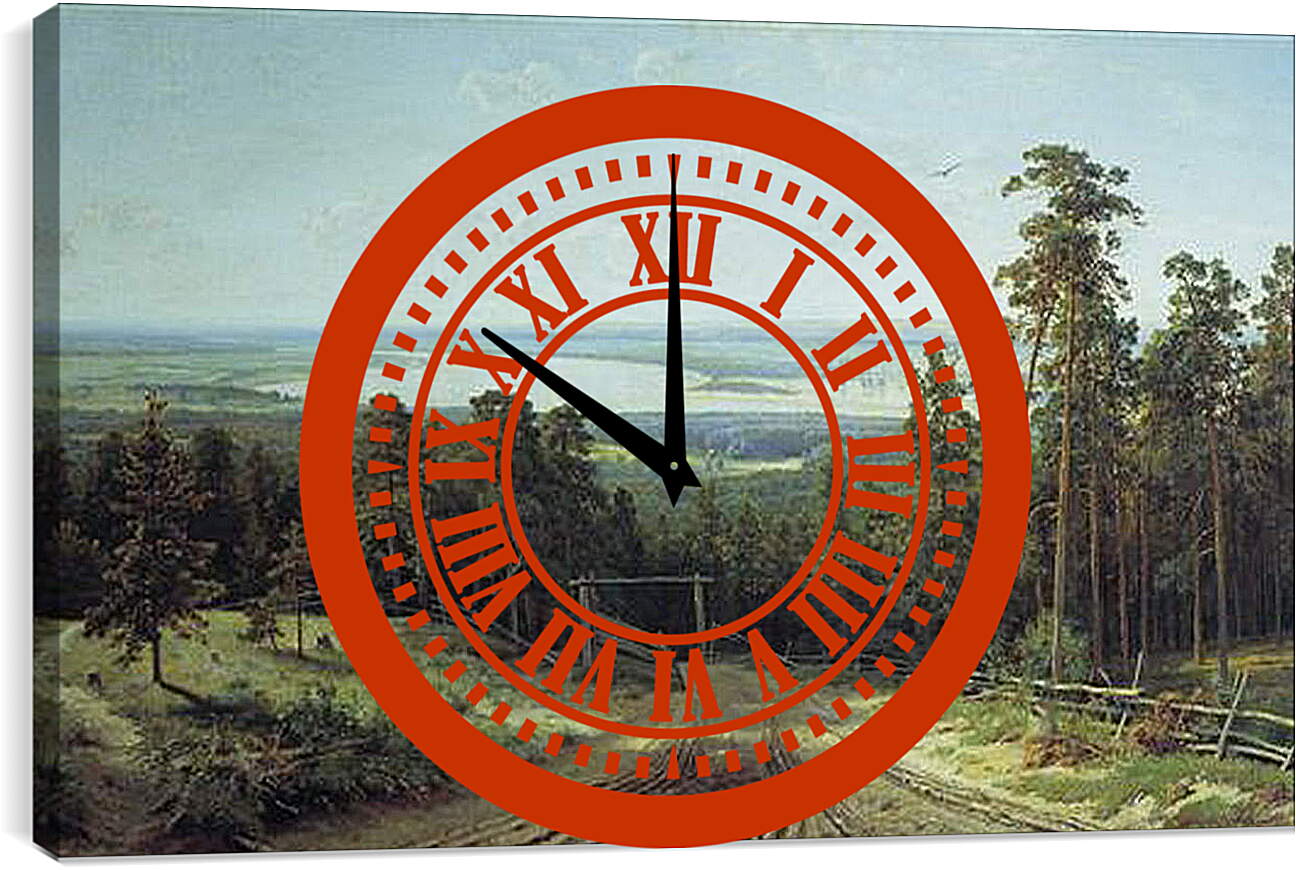 Часы картина - Река Кама под Елабугой. Иван Шишкин
