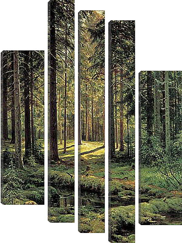 Модульная картина - Хвойный лес. Солнечный день. Иван Шишкин
