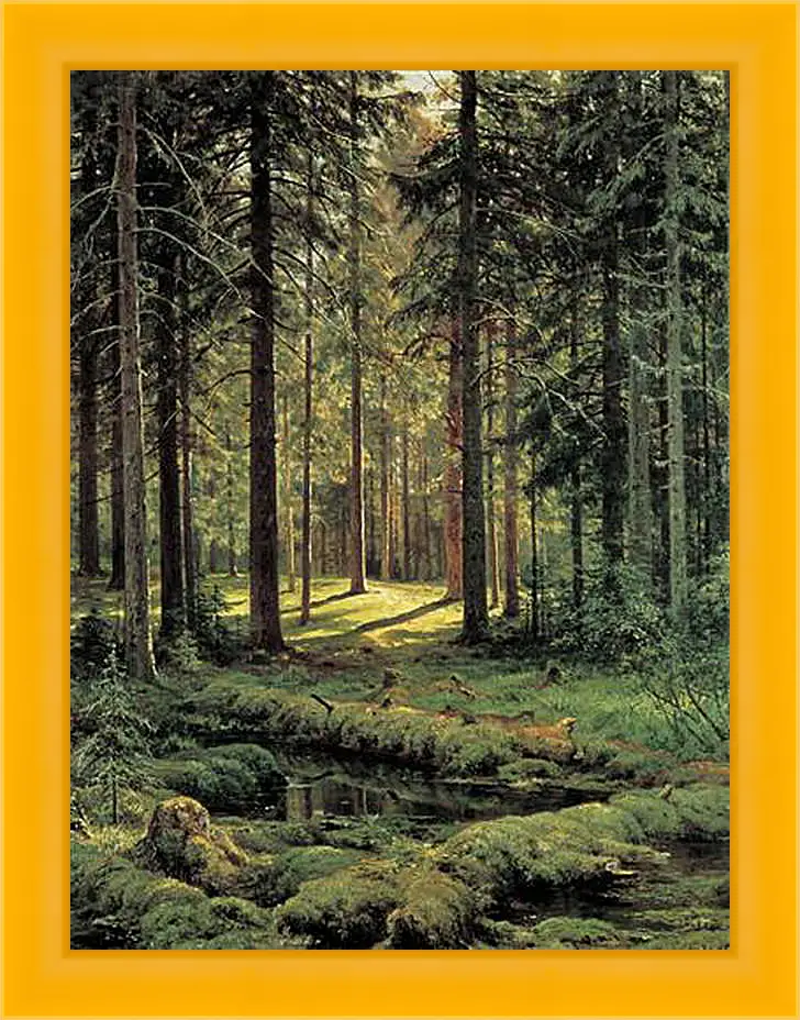 Картина в раме - Хвойный лес. Солнечный день. Иван Шишкин