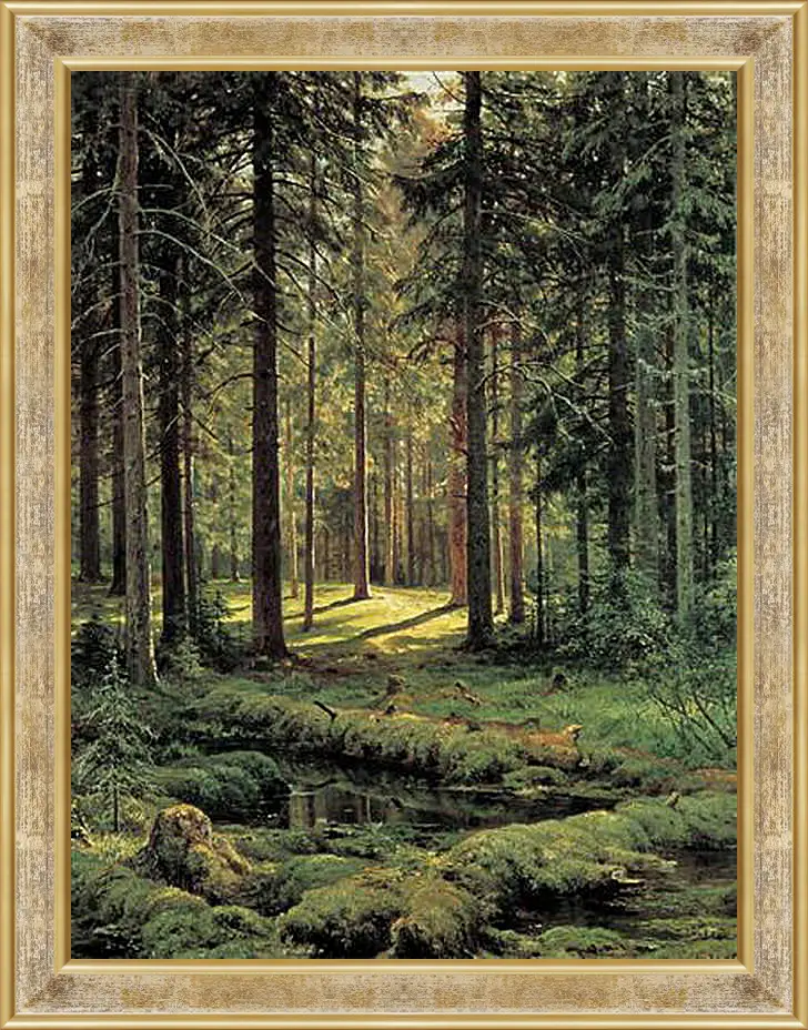 Картина в раме - Хвойный лес. Солнечный день. Иван Шишкин