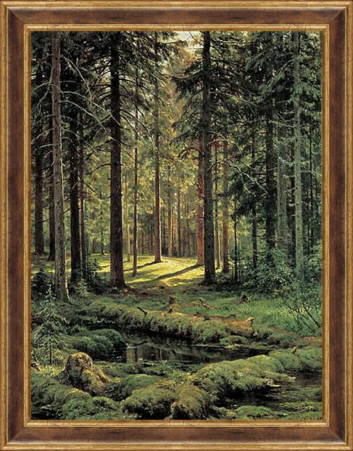 Картина в раме - Хвойный лес. Солнечный день. Иван Шишкин