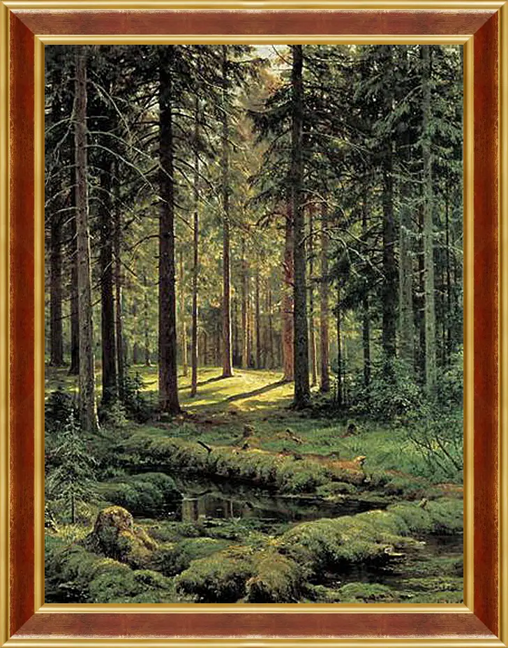 Картина в раме - Хвойный лес. Солнечный день. Иван Шишкин