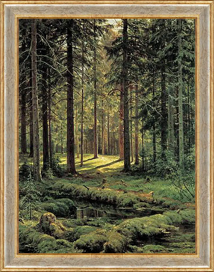 Картина в раме - Хвойный лес. Солнечный день. Иван Шишкин