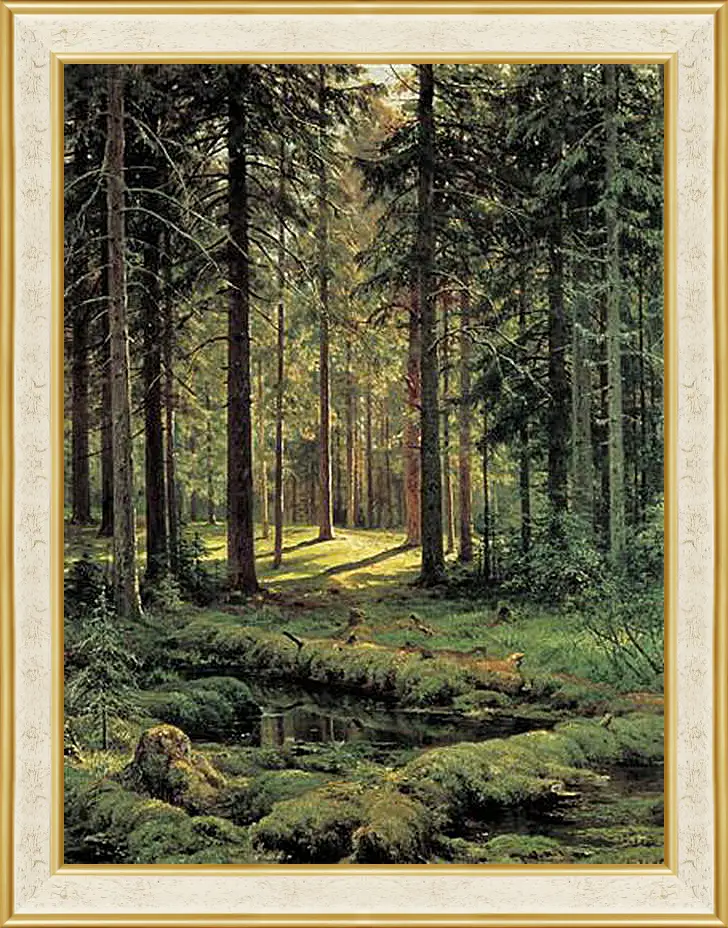 Картина в раме - Хвойный лес. Солнечный день. Иван Шишкин