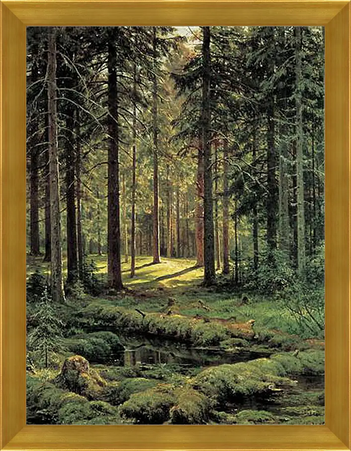 Картина в раме - Хвойный лес. Солнечный день. Иван Шишкин