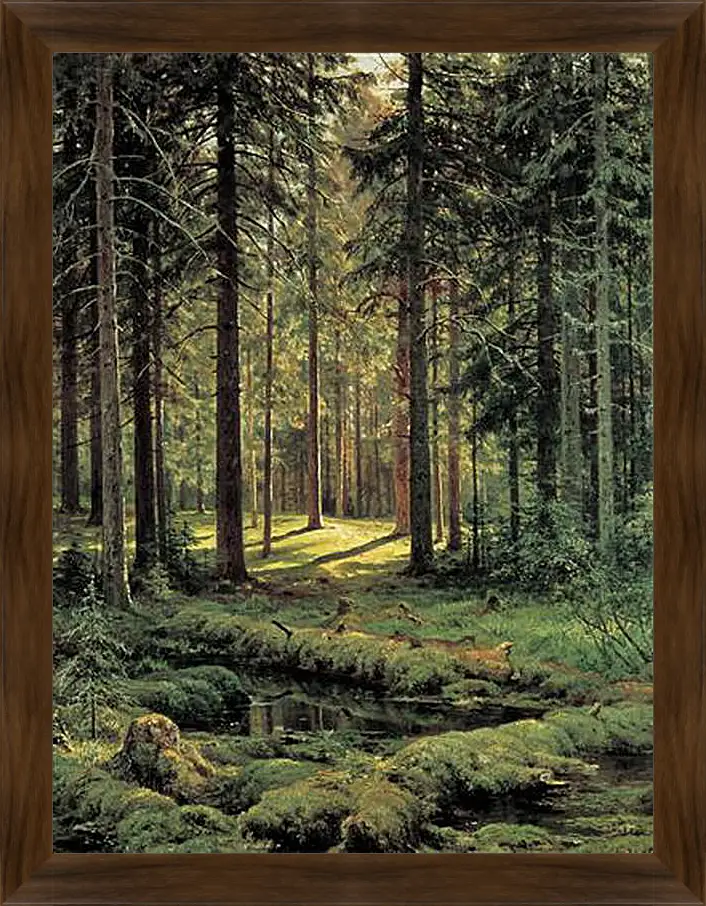 Картина в раме - Хвойный лес. Солнечный день. Иван Шишкин