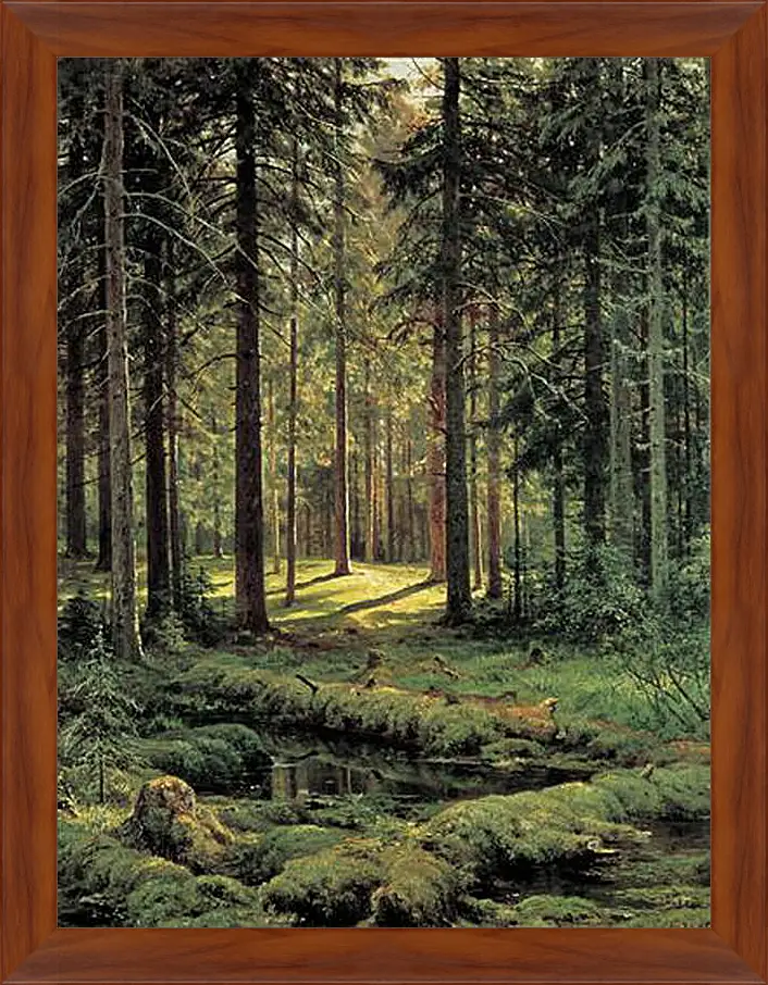 Картина в раме - Хвойный лес. Солнечный день. Иван Шишкин