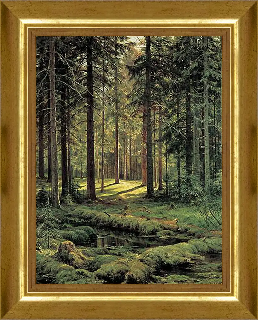 Картина в раме - Хвойный лес. Солнечный день. Иван Шишкин