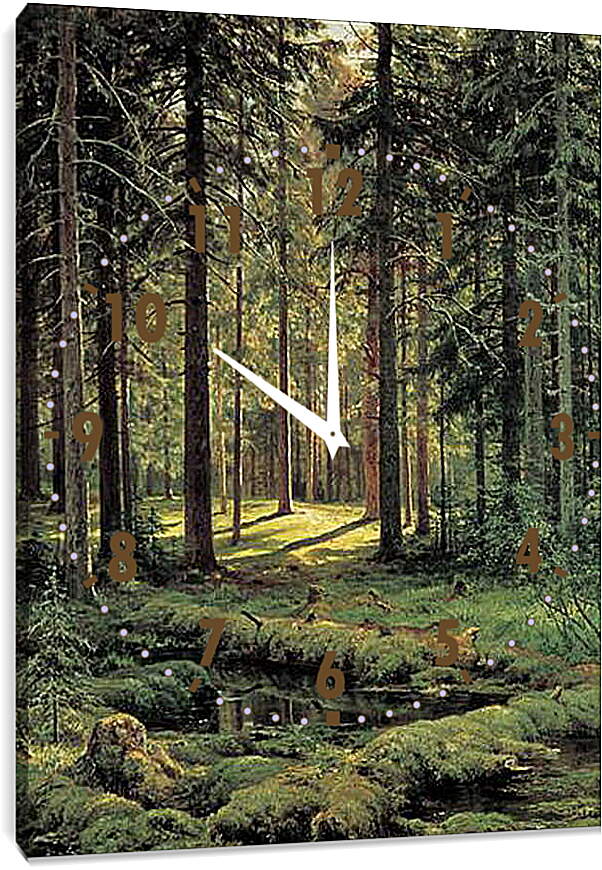 Часы картина - Хвойный лес. Солнечный день. Иван Шишкин
