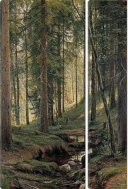 Модульная картина - Ручей в лесу (На косогоре). Иван Шишкин
