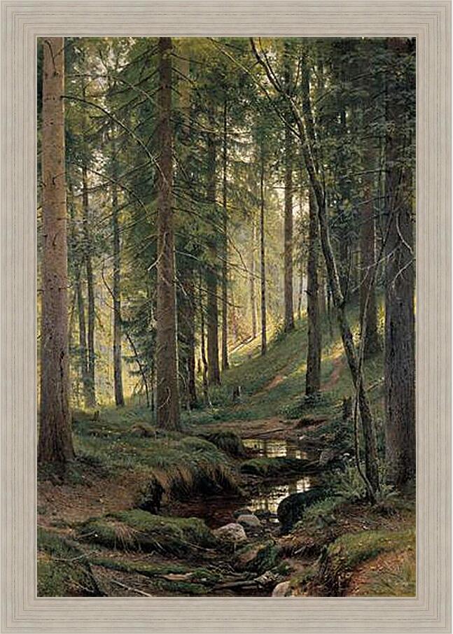 Картина в раме - Ручей в лесу (На косогоре). Иван Шишкин
