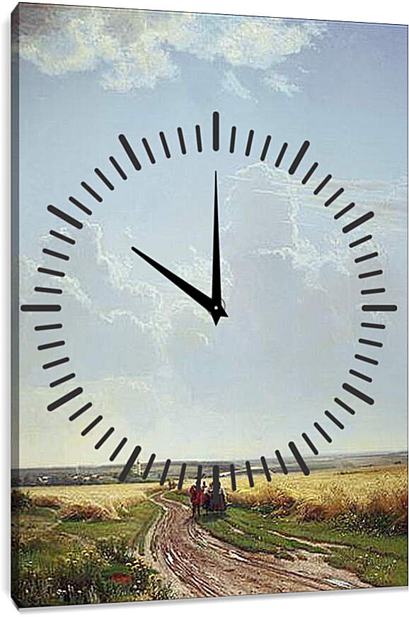 Часы картина - Полдень в окрестностях Москвы. Иван Шишкин
