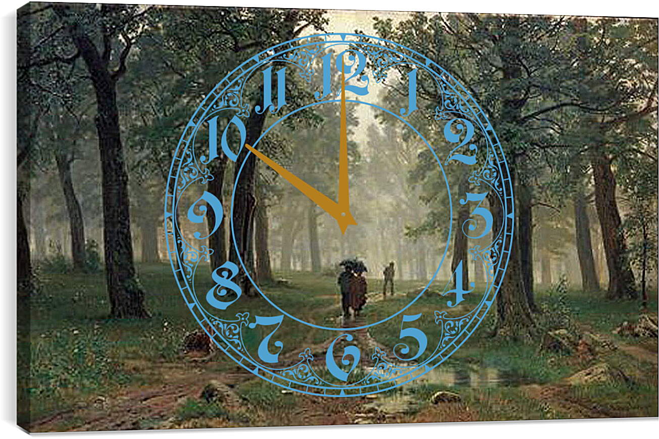 Часы картина - Дождь в дубовом лесу. Иван Шишкин

