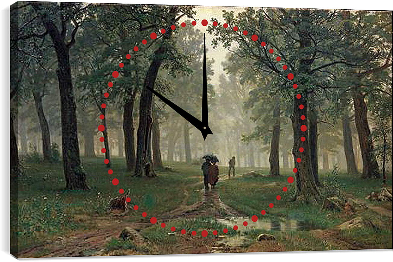 Часы картина - Дождь в дубовом лесу. Иван Шишкин
