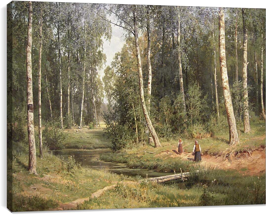 Постер и плакат - Ручей в берёзовом лесу. Иван Шишкин